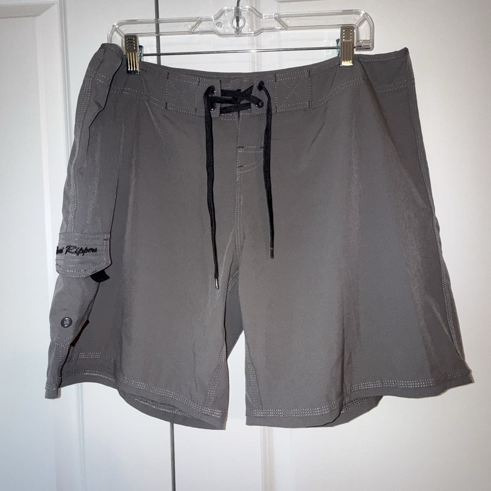 Maui Rippers Women's Board Shorts Size 14 Gray Surf Swim Stretch